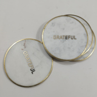 Ensemble de sous-verres modernes de luxe en marbre blanc, 4 sous-verres en pierre véritable semi-absorbants, écologiques, épaisseur 5 mm, diamètre 100 mm, élégants