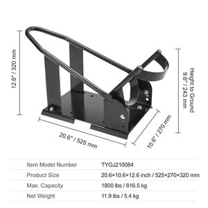 Supporto per Ruota Anteriore Moto in Acciaio Rinforzato con Capacità di 816 kg e 3 Livelli Regolabili, Culla in Gomma - Product Image 3