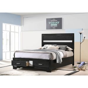 Urbana Full <b>Storage</b> Panel <b>Bed</b> <b>Black</b> Up-Holstered <b>Bed</b> with Durable <b>Storage</b> Features - Product Image 1