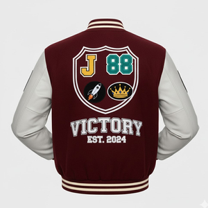 Blouson universitaire vintage en laine brodé chenille pour hommes et garçons, idéal pour l'hiver, style streetwear, faible MOQ - Product Image 2