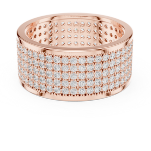 Rose Gold Lab Grown <b>Diamond</b> Wide Pavé Band <b>Ring</b> for Women Luxury Wedding Anniversary Fine Jewelry - Product Image 3
