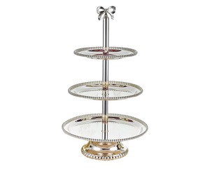 Support à gâteaux à plusieurs niveaux de qualité supérieure, finition argentée, pour boulangerie, café, restaurant, élégant, multi-niveaux - Product Image 1