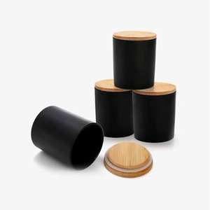 โถเทียนหอมทำมือ ฝาไม้ สแตนเลสเคลือบสีดำอย่างดี ทนความร้อน ตกแต่งบ้าน วางบนโต๊ะ สำหรับเทศกาลอีสเตอร์ งานแต่งงาน - Product Image 3