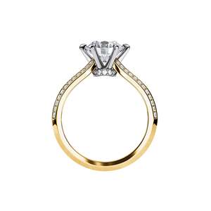 Round Brilliant Cut Diamond Engagement Ring Women's 14K Gold plated Prong Setting floral Fine Jewelry - Product Image 4