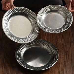 Stainless Steel Round Platter Hammered Design Creative Dessert Serving Tray Elegant Snacks Display for Parties Events <b>Decorative</b> - Product Image 3