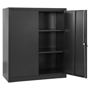 Armadio in Acciaio per Garage 41,7 Pollici, 3 Ripiani, 2 Mensole Regolabili, 2 Porte Magnetiche, 2 Chiavi, Chiudibile a Chiave per Magazzino - Product Image 1