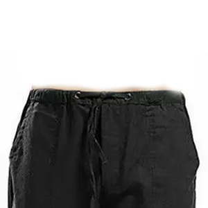 Men's Black Cotton Casual <b>Pants</b> Elastic Waist <b>Drawstring</b> Straight Fit Autumn Wear - Product Image 3