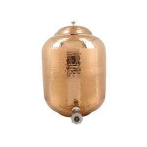 Pure Copper Water Dispenser Tank Middle Hammered Finish Storage Pot Matka <b>Jar</b> Container with Spigot <b>Tap</b> - Product Image 2