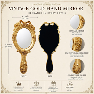Vintage <b>Gold</b> Handheld Vanity <b>Mirror</b> with Handle Ornate Floral Rose Makeup <b>Mirror</b> Antique Style Dressing <b>Mirror</b> Decorative Beauty - Product Image 6