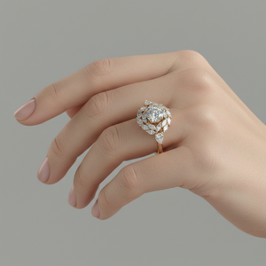 แหวนหมั้นเพชรแล็บโกรว์เคลือบทองคำขาว 14K ยี่ห้อ Stonewels ประดับเพชรทรงมาร์คีส์แบบสองวงแหวน พร้อมใบรับรองสำหรับแหวนเจ้าสาว - Product Image 5