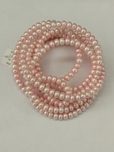 Collier de perles d'eau douce roses naturelles AAAA+ 7-7,5 mm, brin de perles de culture 64 pouces, surface lisse, bijoux fins, vente en gros - Product Image 2