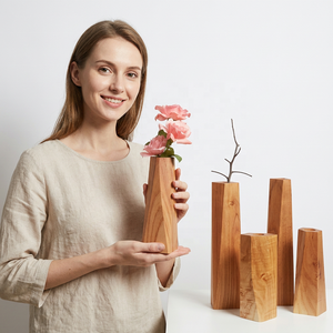 Jarrón Decorativo de Madera para Mesa de Oficina u Hogar, Diseño Moderno, Disponible de Proveedor Indio, en Oferta - Product Image 1