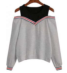 Sweat-shirt fantaisie personnalisé avec logo, coupe courte ample, col rond, épaules tombantes, manches longues, haut de sport pour femme - Product Image 6