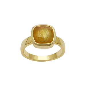 Natural Yellow Sapphire Panch Dhatu <b>Ring</b> Cushion Cut Bezel <b>Set</b> Handmade Gemstone <b>Ring</b> for Women <b>Men</b> - Product Image 1