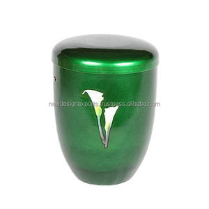 Urnes funéraires en métal de style européen de qualité supérieure, urne commémorative décorative, sculpture de feuilles, imperméable, personnalisable, urne humaine - Product Image 5