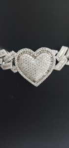 สร้อยคอแบบ Cuban Link รูปหัวใจ เงินแท้ 925 ประดับเพชรโมอิสซาไนต์ สไตล์ฮิปฮอป บลิงๆ เครื่องประดับสำหรับแร็ปเปอร์ ใส่ไปงานปาร์ตี้ ของขวัญ - Product Image 3