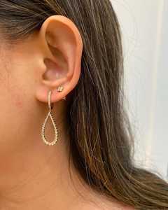 Pendientes de aro tipo huggie de oro macizo de 14k con diamante cultivado en laboratorio de 1 quilate, corte redondo y forma de pera, joyería fina para mujer, de fábrica. - Product Image 5