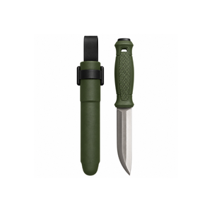 Couteaux de plein air à lame fixe vert olive avec lame argentée texturée diamant, manche ergonomique et étui vert assorti pour le camping - Product Image 6