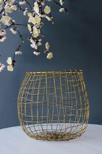 Cesta de Almacenamiento de Latón Dorado Antiguo con Asas, Cesta Redonda Rústica Multiusos para Organización - Product Image 2