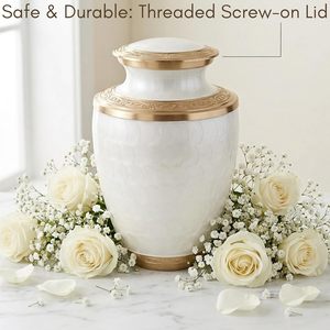 Traditional Adult Aluminum Cremation Urn <b>Memorial</b> Ash Holder Funeral <b>Keepsake</b> Container With Elegant Decorative Style - Product Image 3
