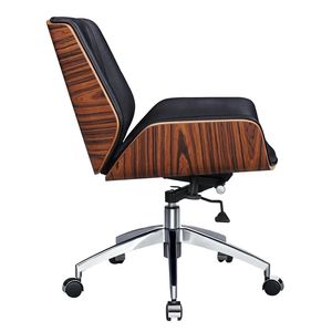 Sedia da ufficio ergonomica in vera pelle con schienale basso sedile senza braccioli per riunioni - Product Image 2