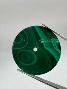 Cadran de montre classique élégant vintage de luxe en pierre de malachite verte naturelle, coupe plate, 37 mm, épaisseur 0,6 mm, trou central de 2 mm - Product Image 5