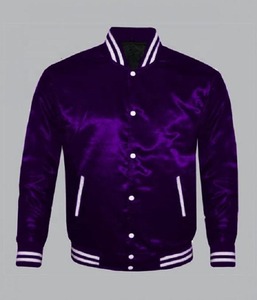 <b>Purple</b> Satin <b>Varsity</b> <b>Jacket</b> Men Stand Collar Long Sleeve Baseball <b>Jacket</b> Breathable Windproof Winter Outerwear - Product Image 5