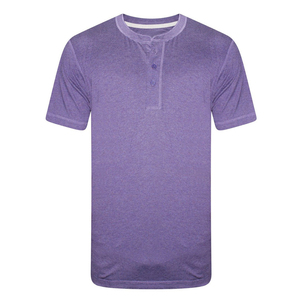 T-shirt en coton à manches courtes pour homme, col rond, coupe classique, couleur unie, tissu tricoté, anti-plis, 320g - Product Image 1