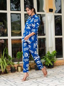 Conjunto de Dos Piezas FATEMA FASHION para Mujer, Estilo Casual para Todas las Temporadas, Muselina Gruesa, Corte Regular, Secado Rápido, Estampado Digital - Product Image 4