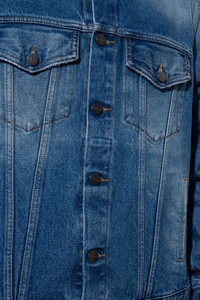 Veste en jean délavé pour homme avec bandes latérales crème, boutonnée, coupe décontractée, style automne, en coton tissé - Product Image 6
