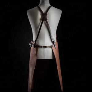 100% Tablier de barbecue de cuisine en cuir véritable sans manches pour chef/barbier en marron/noir pour les professionnels - Product Image 2