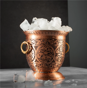 Seau à glace en cuivre martelé avec poignée, pour bière et vin, vente en gros - Product Image 4