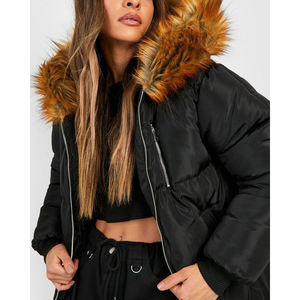 Veste parka d'hiver pour femme, en gros, avec capuche en fausse fourrure, longue, en coton respirant, doublure écologique en laine/lin, coupe-vent et chaude - Product Image 3