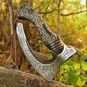 Couteau à pizza artisanal haut de gamme, très vendu, avec manche en bois et étui en cuir, pour l'extérieur, hache à pizza, haches de cuisine - Product Image 6