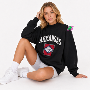 Sudadera Oversize de Cuello Alto para Mujer con Bordado del Mapa del Estado de Arkansas, Sudadera de Forro Polar para Otoño - Product Image 4
