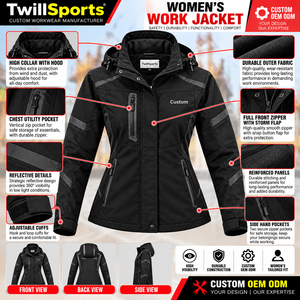 Customized Women's Hi Vis Reflective Safety Jacket Full Zip Waterproof Windproof <b>Winter</b> Construction <b>Workwear</b> With Hood - Product Image 6