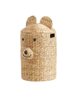 Cesta de Almacenamiento de Jacinto de Agua Tejida a Mano con Tapa, Linda Cesta de Lavandería con Forma de Animal para Juguetes de Niños, Organizador de Guardería de Vietnam - Product Image 2