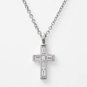 Elegante Collar con Colgante de Cruz de Diamantes VVS EF Cultivados en Laboratorio de 0.60 Ct, Oro Blanco de 14K, Joyería Fina de Lujo para Regalo - Product Image 1