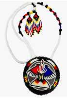 Ensemble collier et boucles d'oreilles tendance en perles de verre multicolores avec chaîne à maillons pour un style ethnique moderne indo-occidental