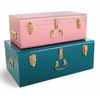 Lot de 3 coffres de rangement en fer avec couvercles coffres de rangement en métal empilables avec serrure