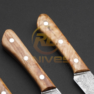 Ensemble de couteaux de cuisine en acier Damas faits à la main, couteau de chef, couteau utilitaire, couteau à éplucher, manche en bois, OEM personnalisé, vente en gros - Product Image 2