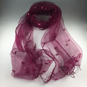 Pañuelo de Organza Jacquard de Seda Fina 100% Pura, Elegante, Largo, con Diseño de Puntos Morados, para Mujer, Primavera, Accesorio de Moda, Suave al Tacto - Product Image 3