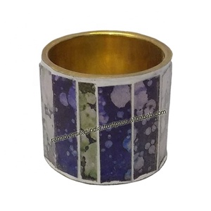 Servilletero de latón y vidrio con forma cilíndrica de diseño único para reuniones familiares, fiestas de boda - Product Image 2