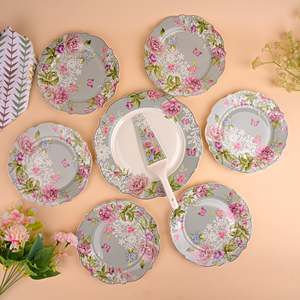 Juego de Vajilla de Porcelana China Azure Blossom de 8 Piezas con Acabado Espejo, Apto para Lavavajillas - Product Image 6