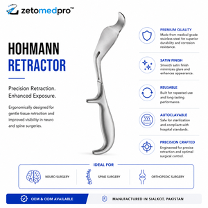 Elevador y Retractor Óseo BENNETT, Hoja de 24.8cm, 44mm y 64mm de Ancho, Instrumento Ortopédico Zetomed Pro - Product Image 2