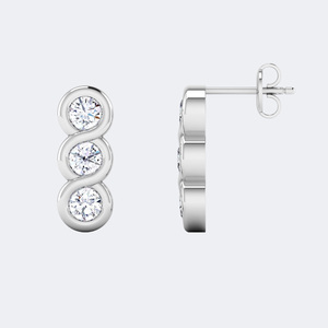 0.70CTW Round Bezel Set Linear Drop <b>Earrings</b> Gold Lab Grown <b>Diamond</b> <b>Dangle</b> Studs Minimalist Jewelry for Women - Product Image 6