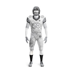 Conjunto de Uniforme de Fútbol Americano Personalizado Blanco y Plateado – Camiseta y Pantalones Sublimados, Ropa Deportiva Transpirable de Poliéster - Product Image 2