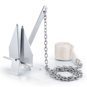 Kit Ancora Fluke per Yacht e Barche, Ancora in Acciaio Zincato a Caldo da 8,5 LBS, Catena da 7,9 Piedi, Corda da 75 Piedi, Due Griffe da 0,4 Pollici - Product Image 1