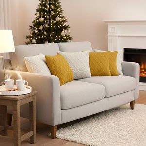 SOGA Ensemble de 6 housses de coussin en tricot diamanté de 45 cm, couleur crème et jaune soleil - Product Image 6