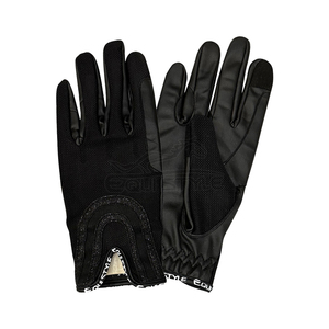 Guantes de equitación negros con brillo, guantes ecuestres con agarre completo para los dedos, guantes de equitación de moda y rendimiento. - Product Image 1